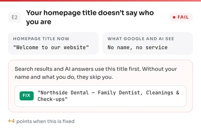 Sample finding with the exact new homepage title